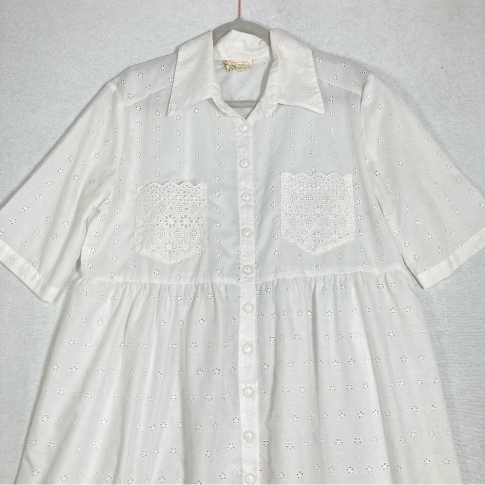 Vintage Bonnie Srauss  Maxi Dress Women's  Embroidered Size 10 White - Picture 2 of 16